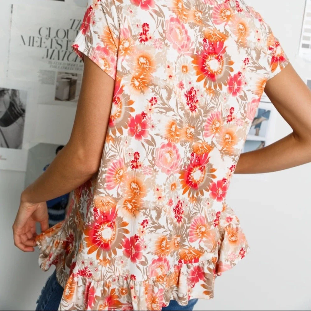 Coral Ruffle Bottom Tunic - Picture 2 of 3